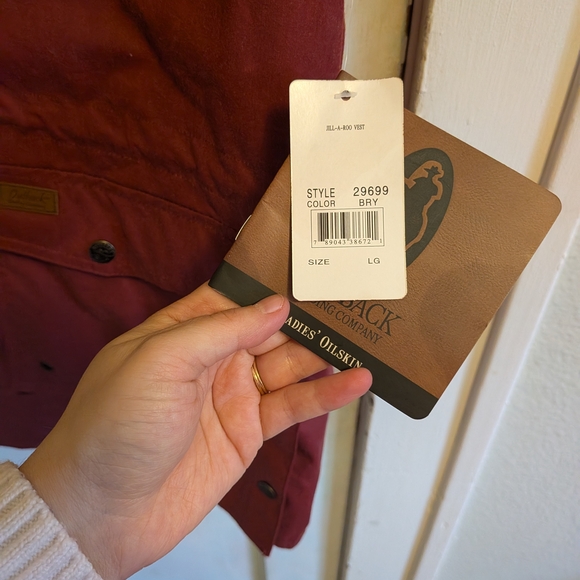 Women's Waterproof Oil Slicker Red Vest - Picture 4 of 6